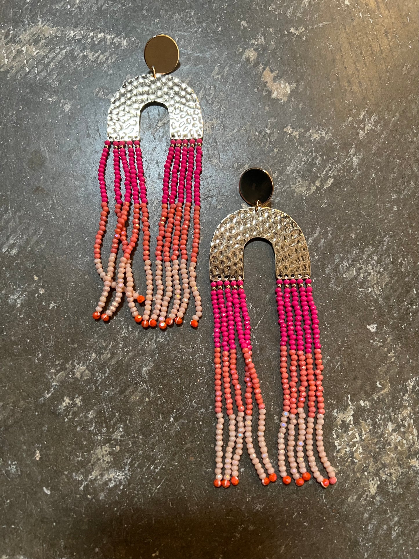 Ombre Fringe Earrings in Pinks