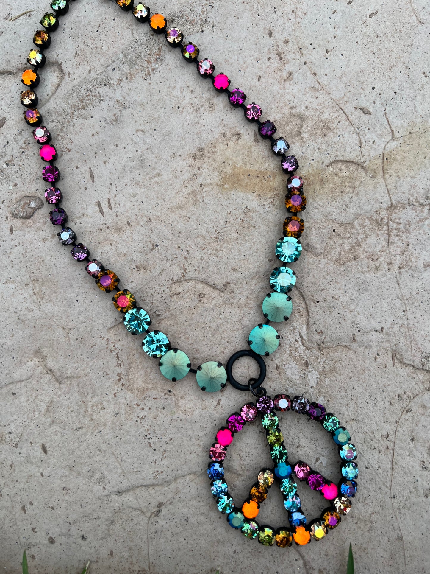 Peace Necklace in Summer Aqua