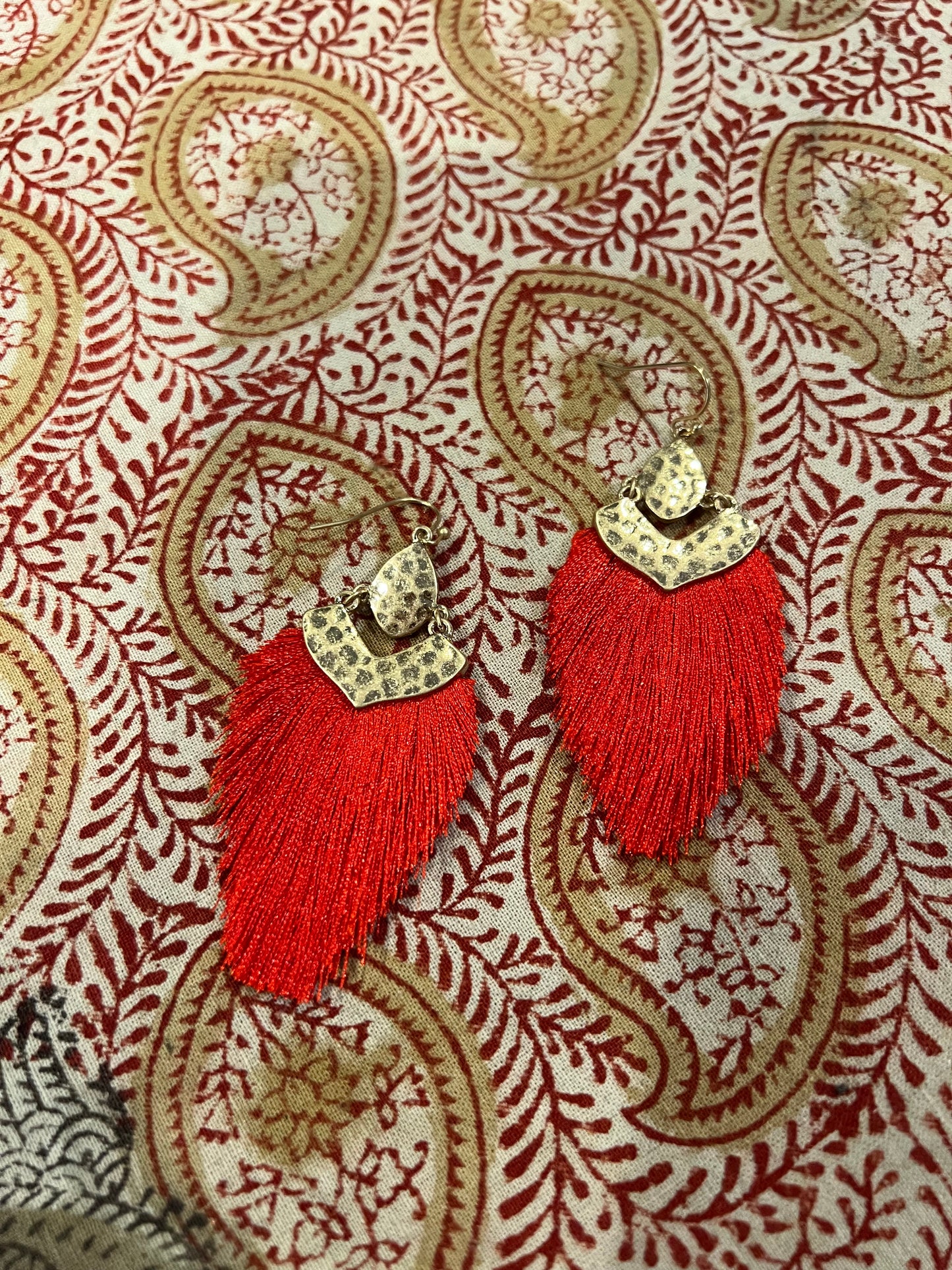 Red Fringe Earrings