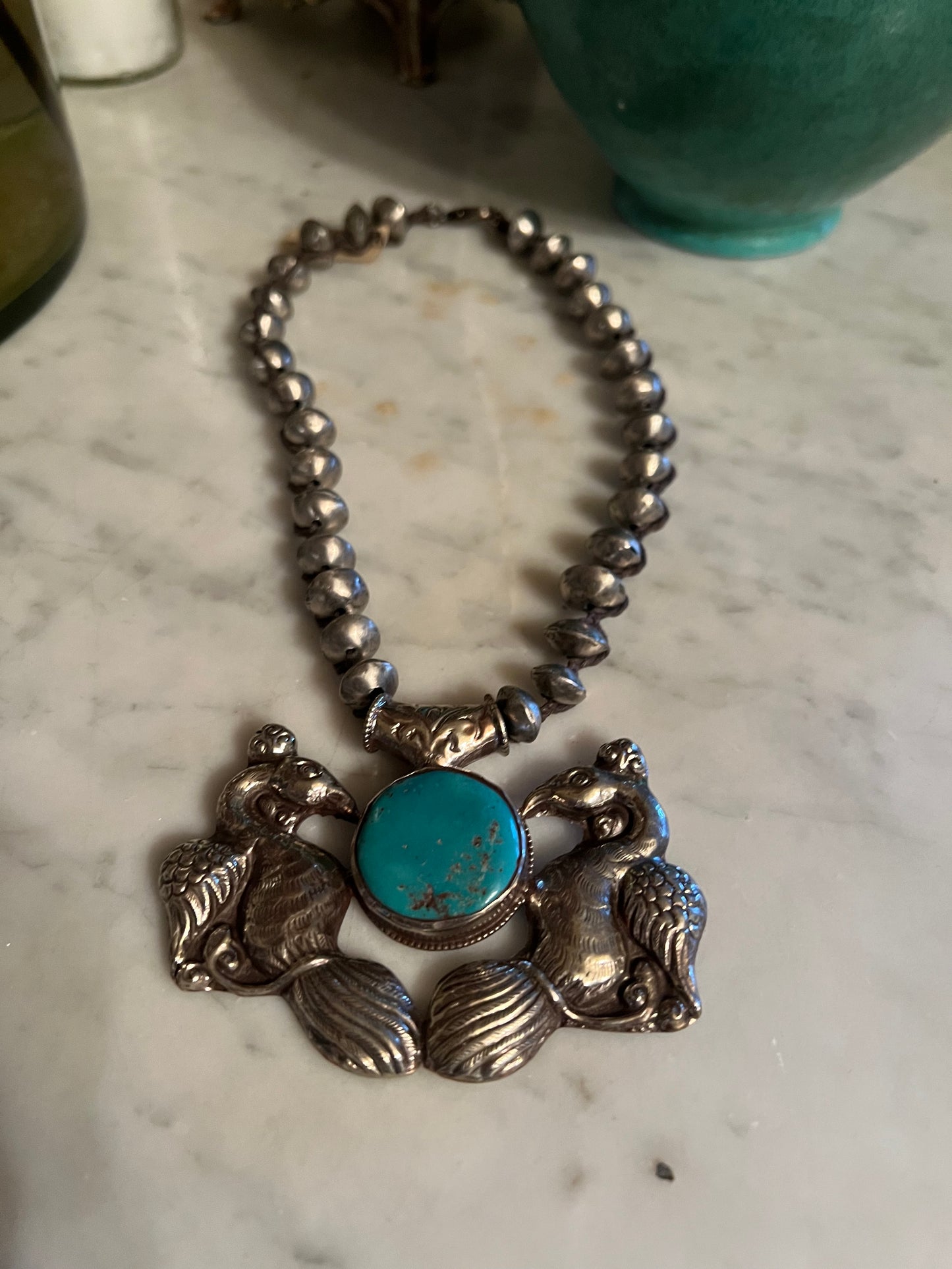 Double Bird with Turquoise Necklace