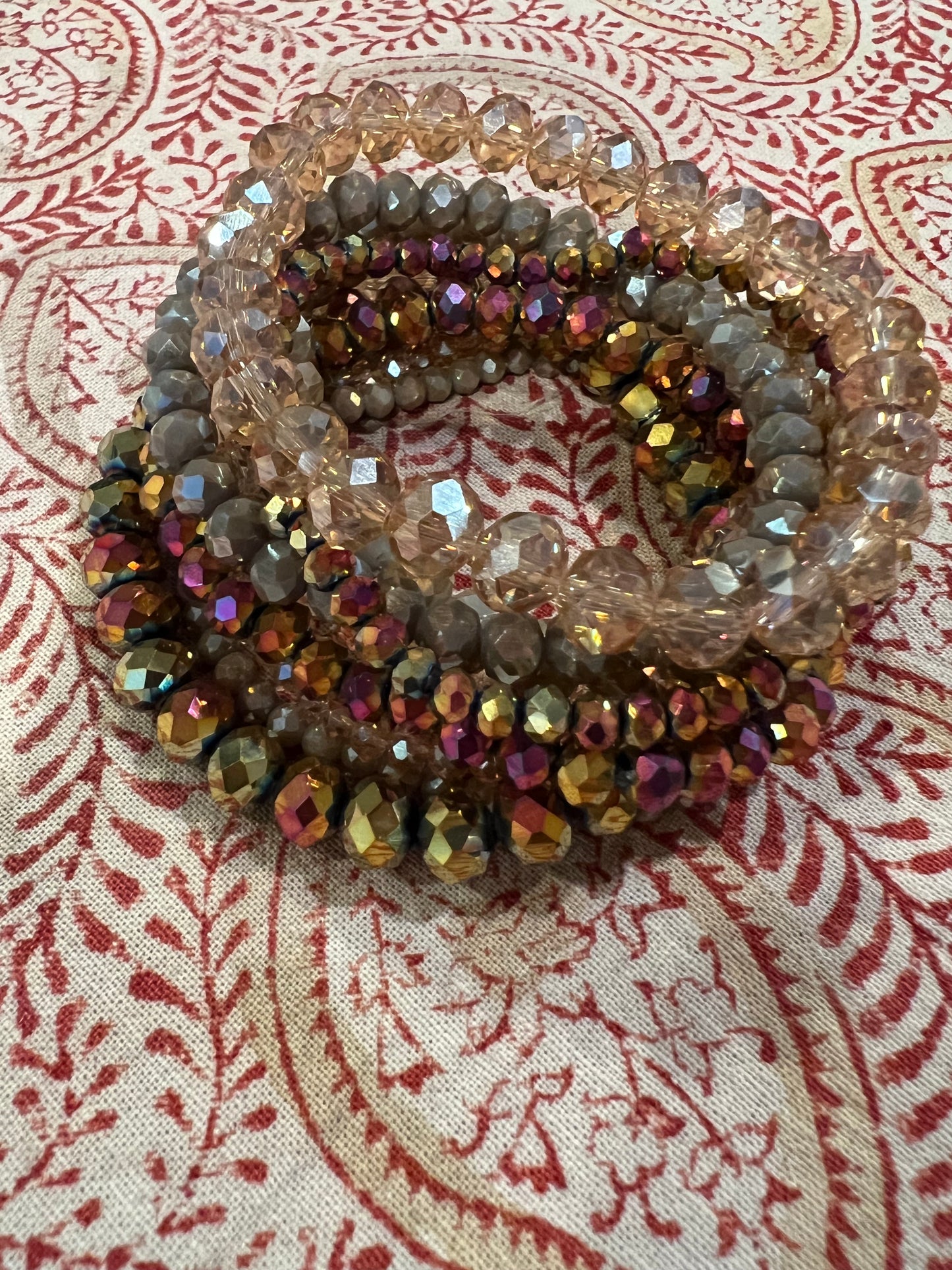 Stretch Bracelet Set in Taupe Rainbow