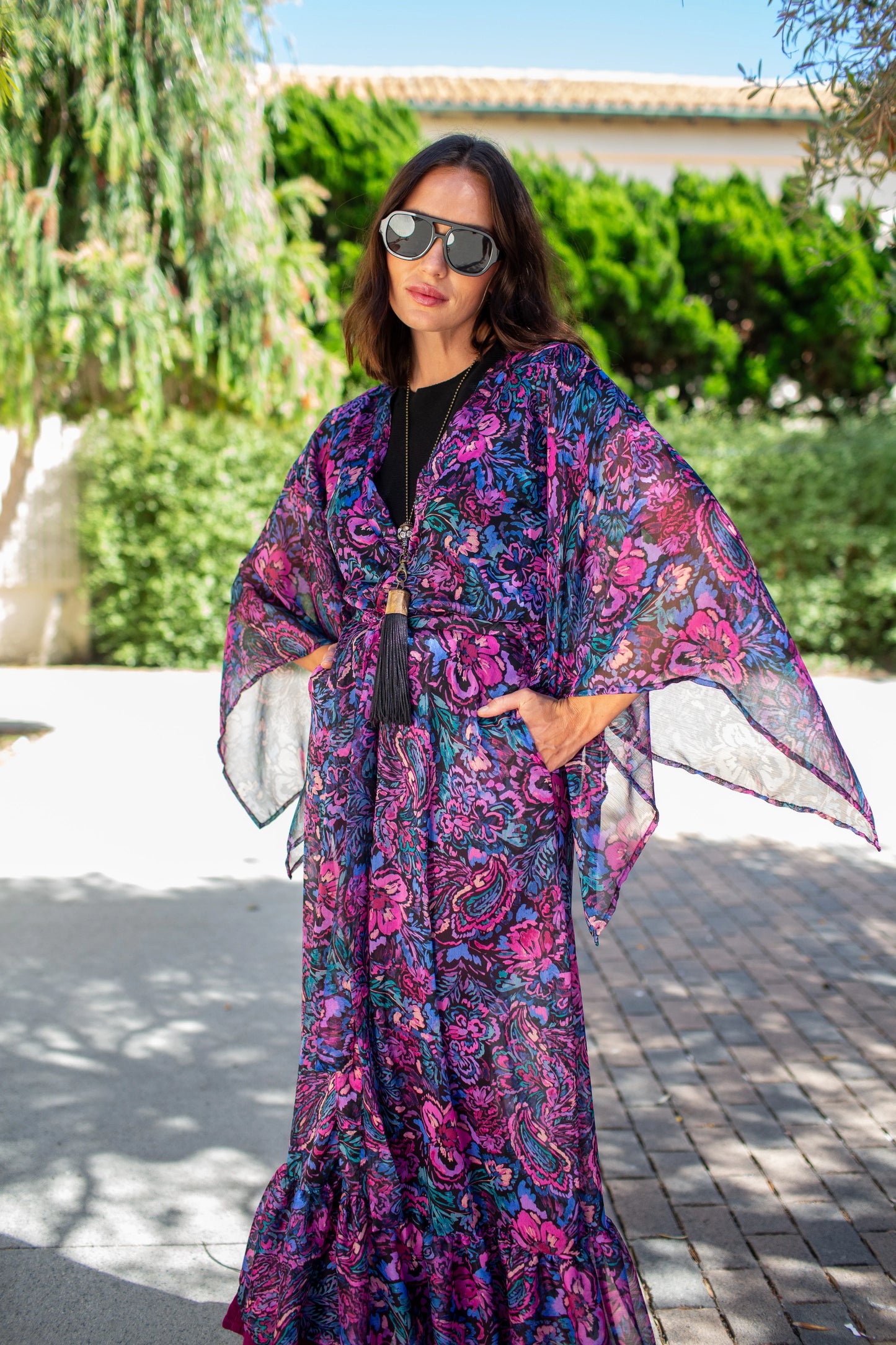 Janys Scarf Sleeve Kimono In Bloom Spell by JGrace