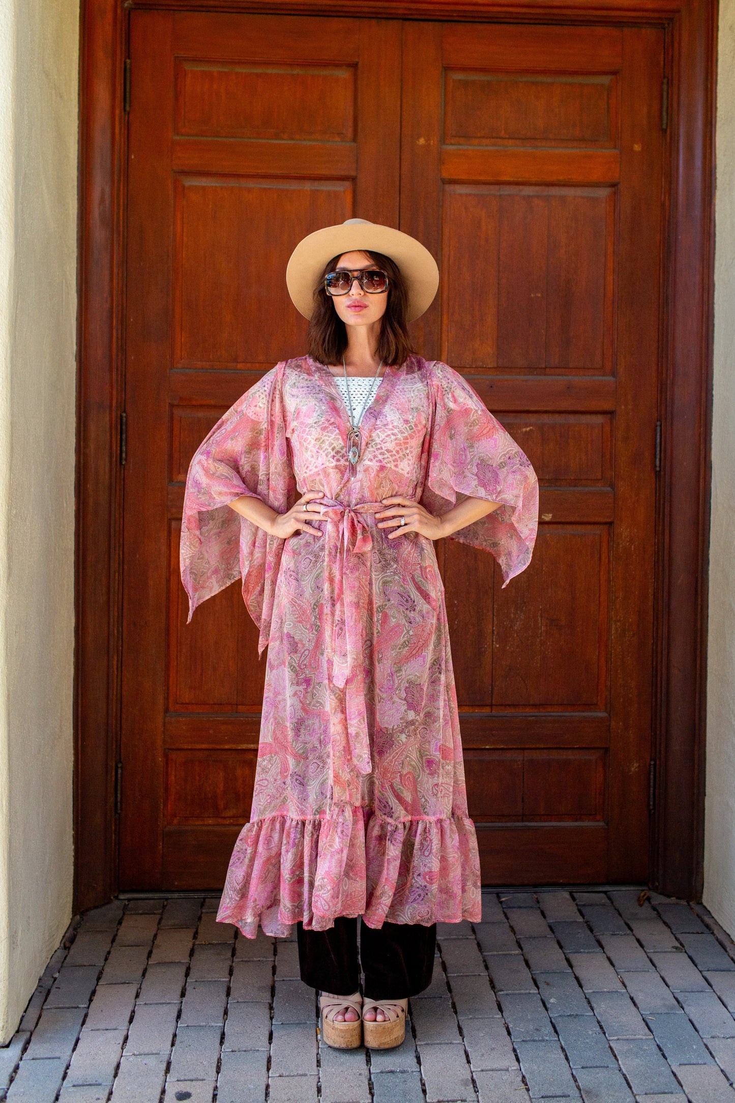 Janys Scarf Sleeve Kimono In Blushing Paisley by JGrace