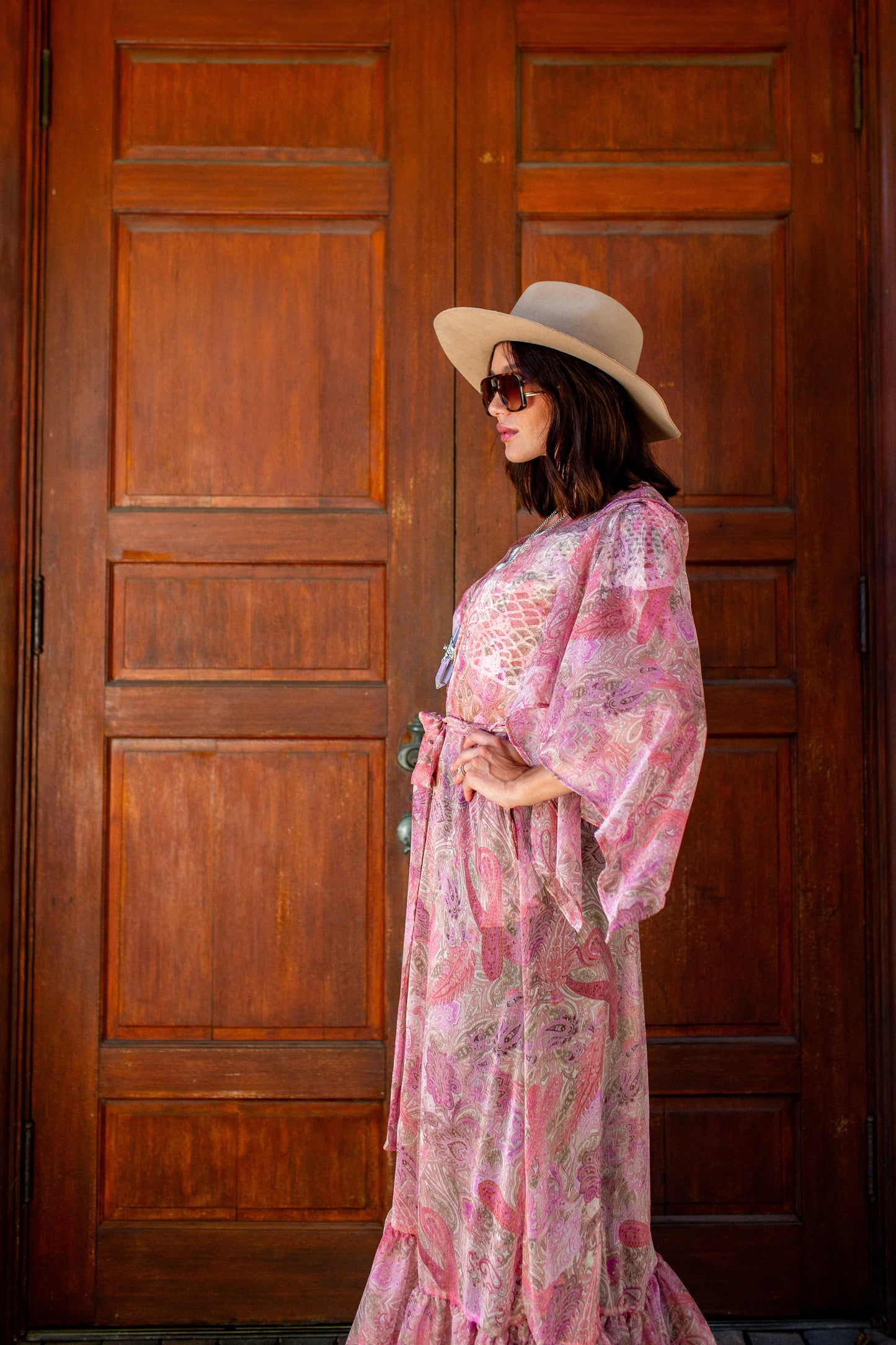 Janys Scarf Sleeve Kimono In Blushing Paisley by JGrace