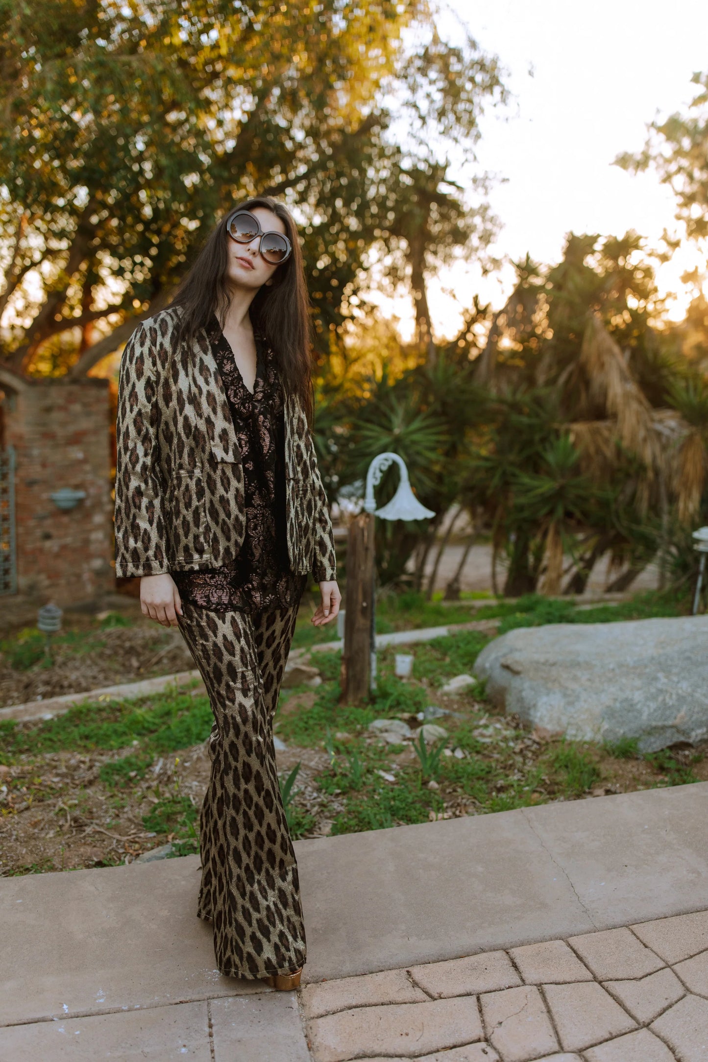 Leopard Shimmer Shawl Collar Blazer by JGrace