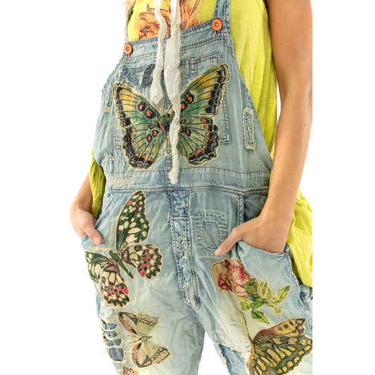 Cotton Denim Applique Butterfly Overalls by Magnolia Pearl