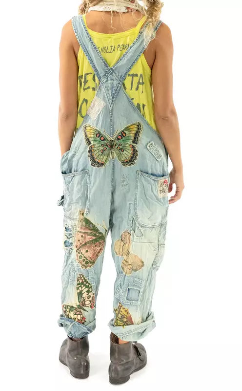 Cotton Denim Applique Butterfly Overalls by Magnolia Pearl