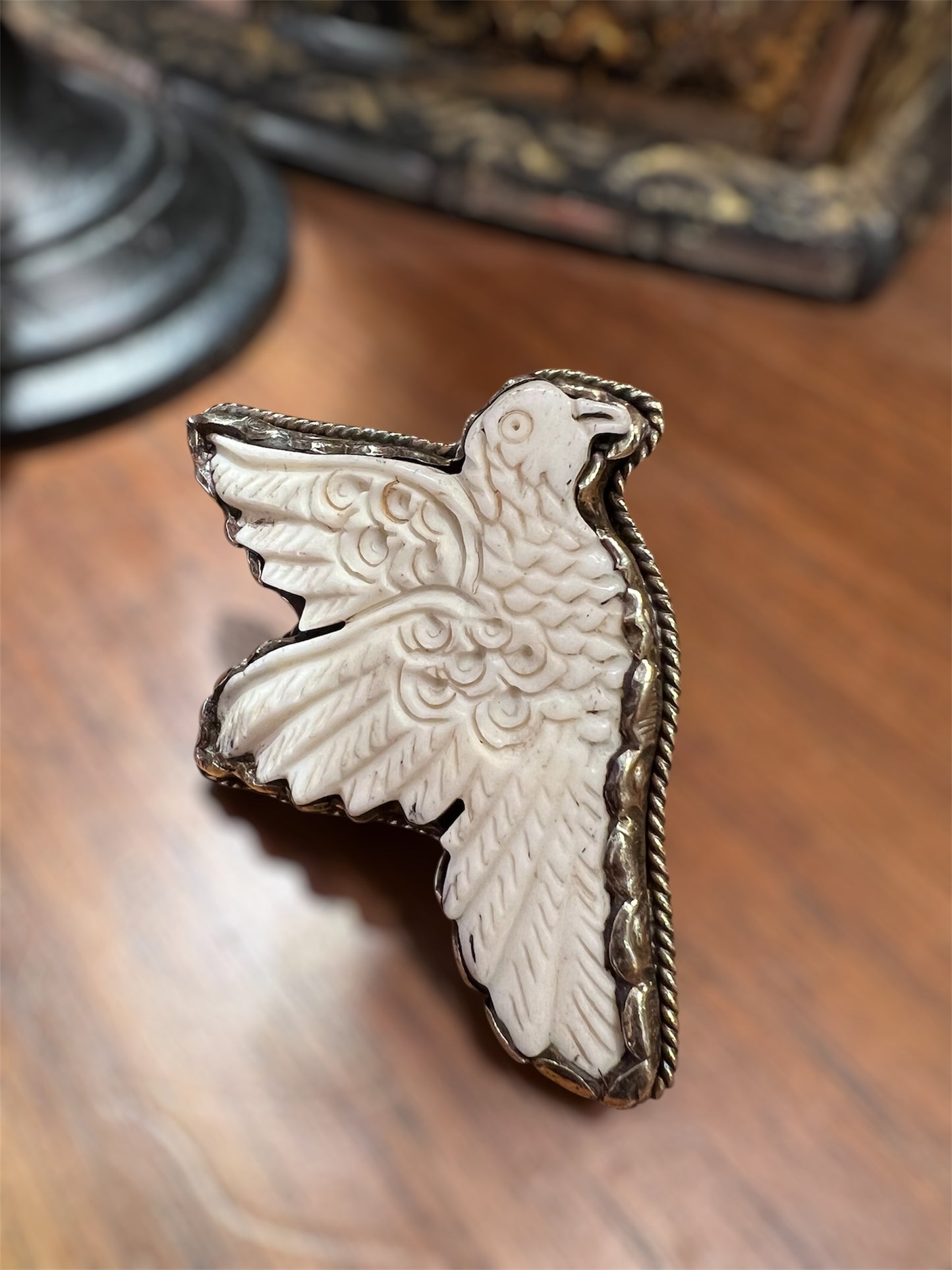 Dove Carved Bone Ring 1252