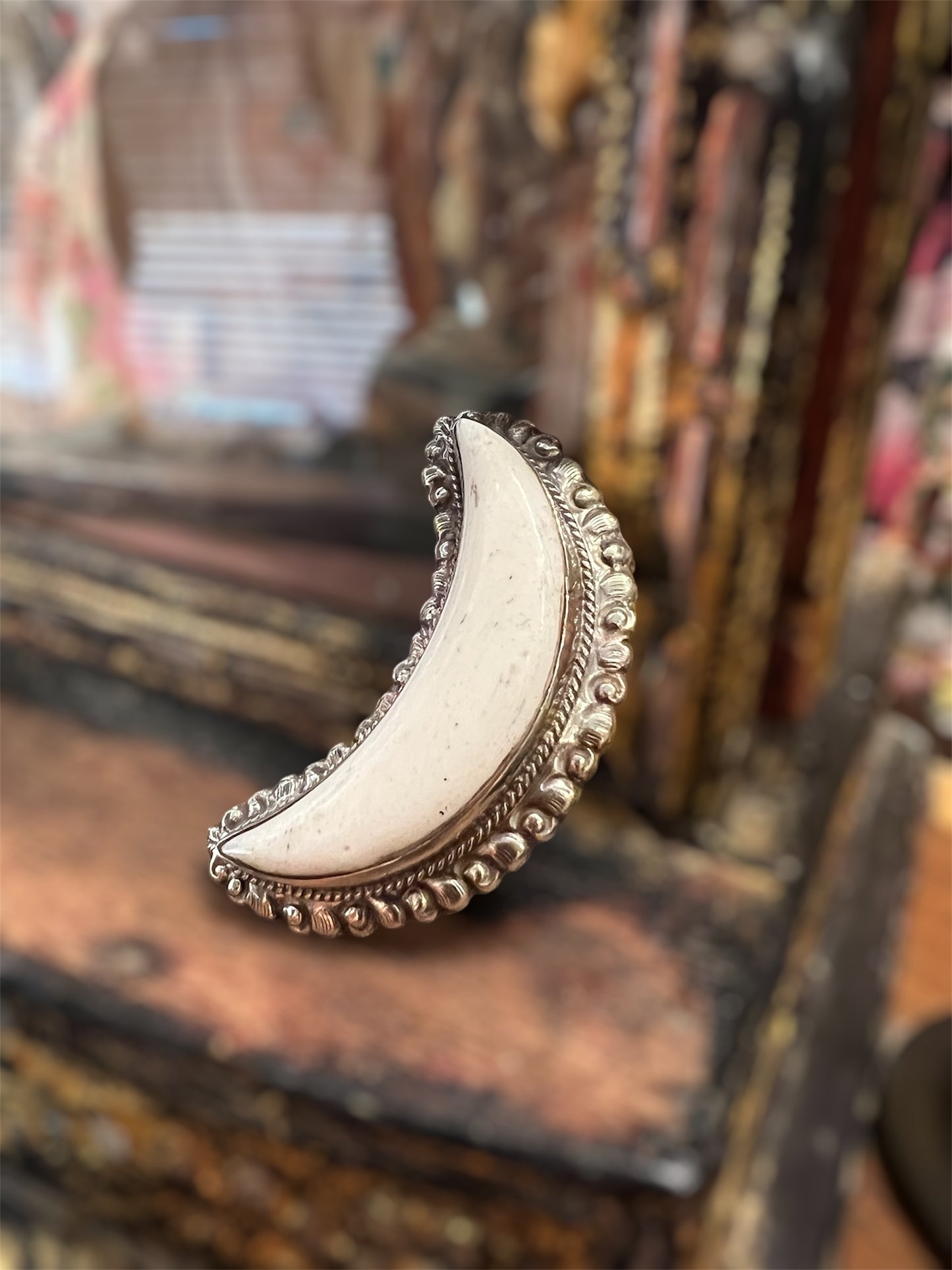 Crescent Moon in Bone Ring 1249