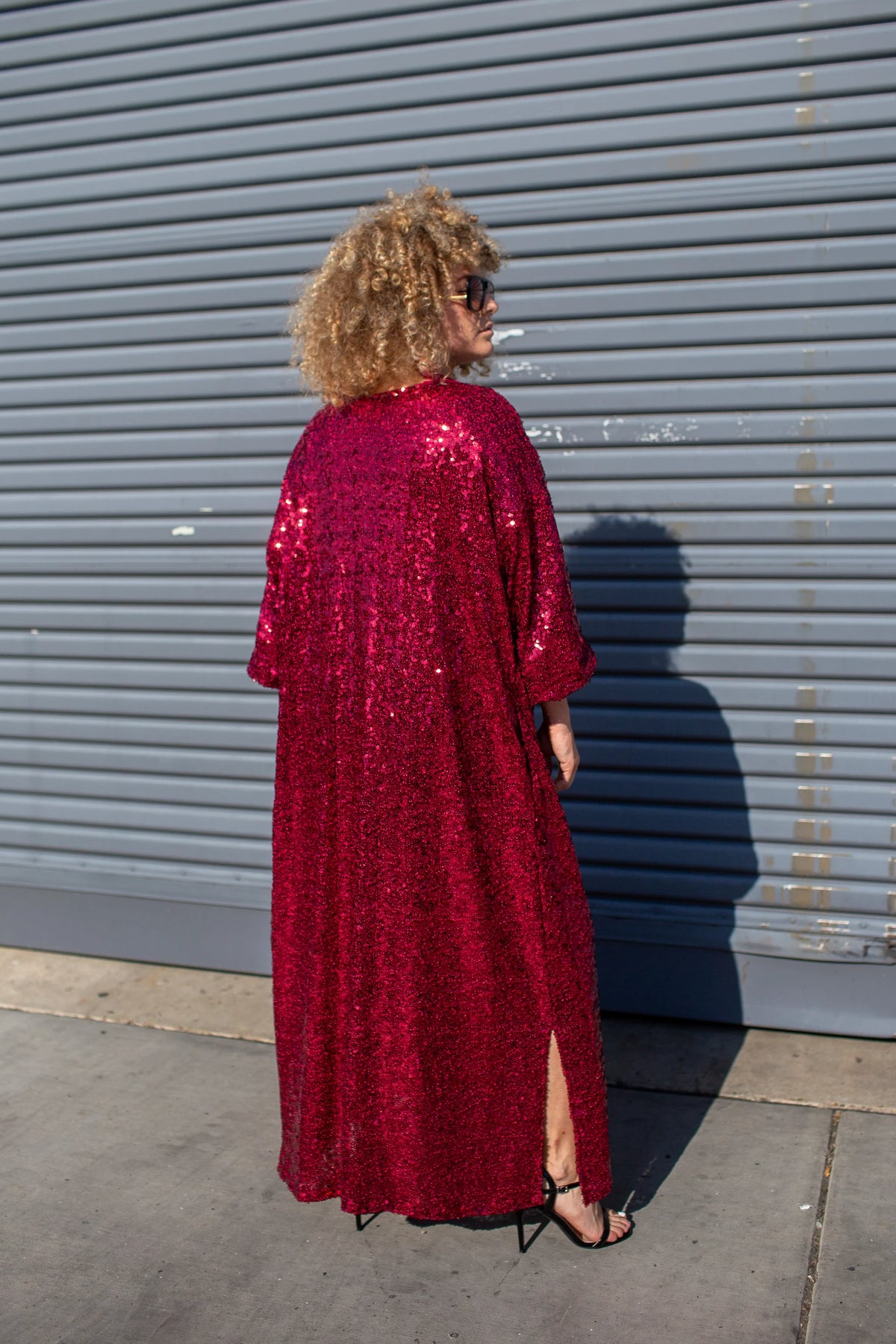 Rouge Eternal Sequin Cocoon Jacket by JGrace – Chateau Bel Age Boutique (view 3)