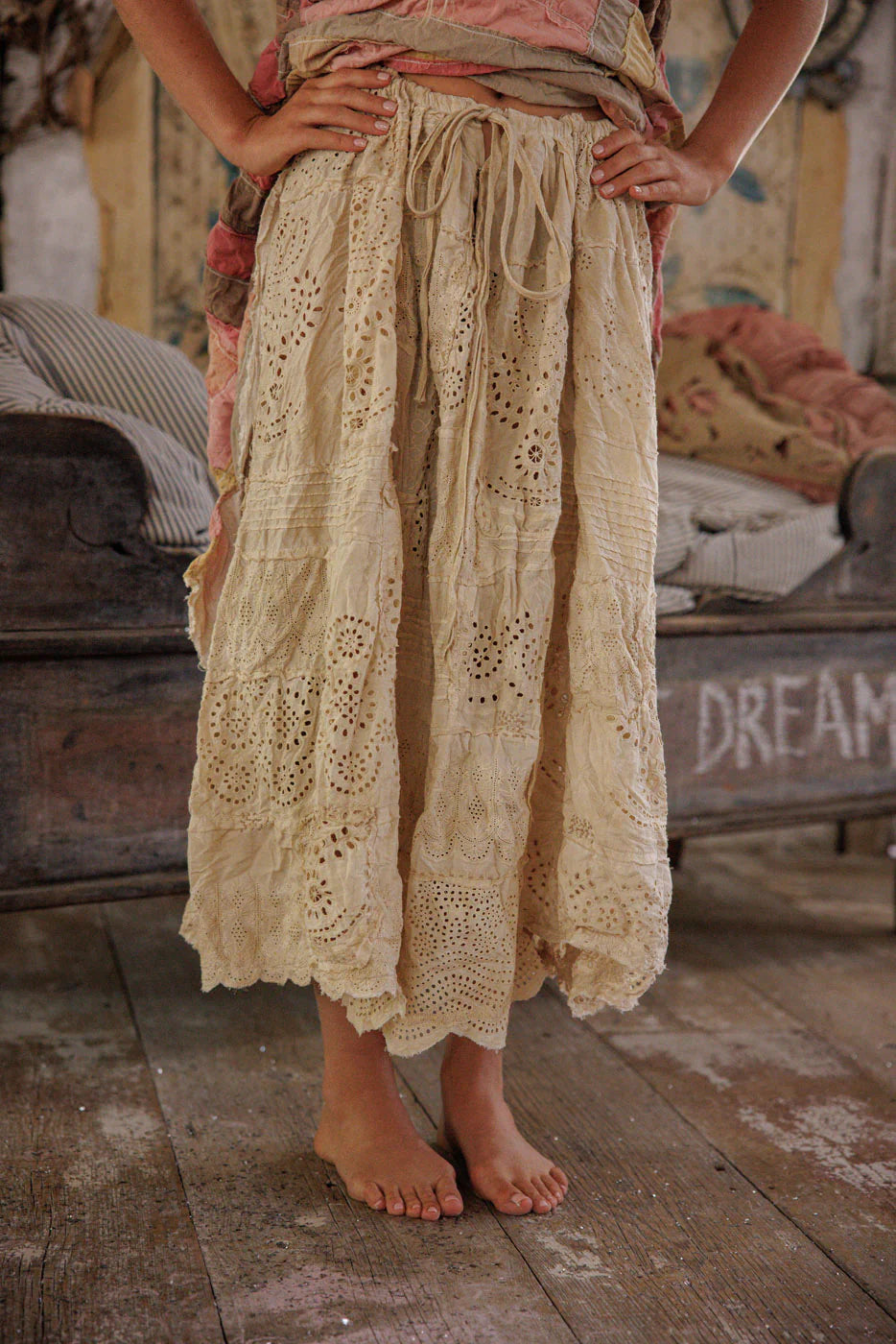 Eyelet Patchwork Pissarro Skirt 237 Swan by MPearl