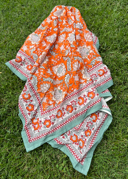 Tangerine Floral Scarf – Chateau Bel Age Boutique