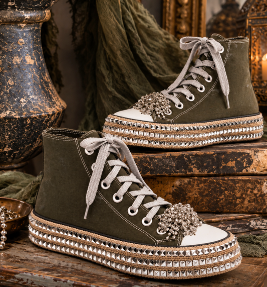 Glam High Tops in Cargo Green – Chateau Bel Age Boutique