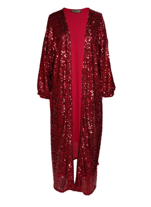 Rouge Eternal Sequin Cocoon Jacket by JGrace – Chateau Bel Age Boutique (view 4)