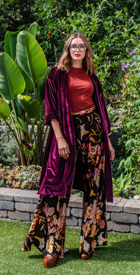 Bordeaux Velvet Reversible Koi Kimono by JGrace – Chateau Bel Age Boutique (view 3)