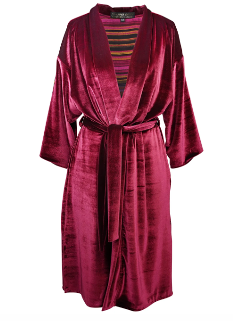 Bordeaux Velvet Reversible Koi Kimono by JGrace – Chateau Bel Age Boutique (view 5)