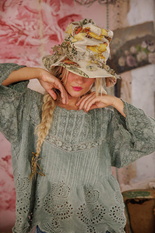 Crochet Jodi Blouse 2320 in Seafoam Gray by MPearl