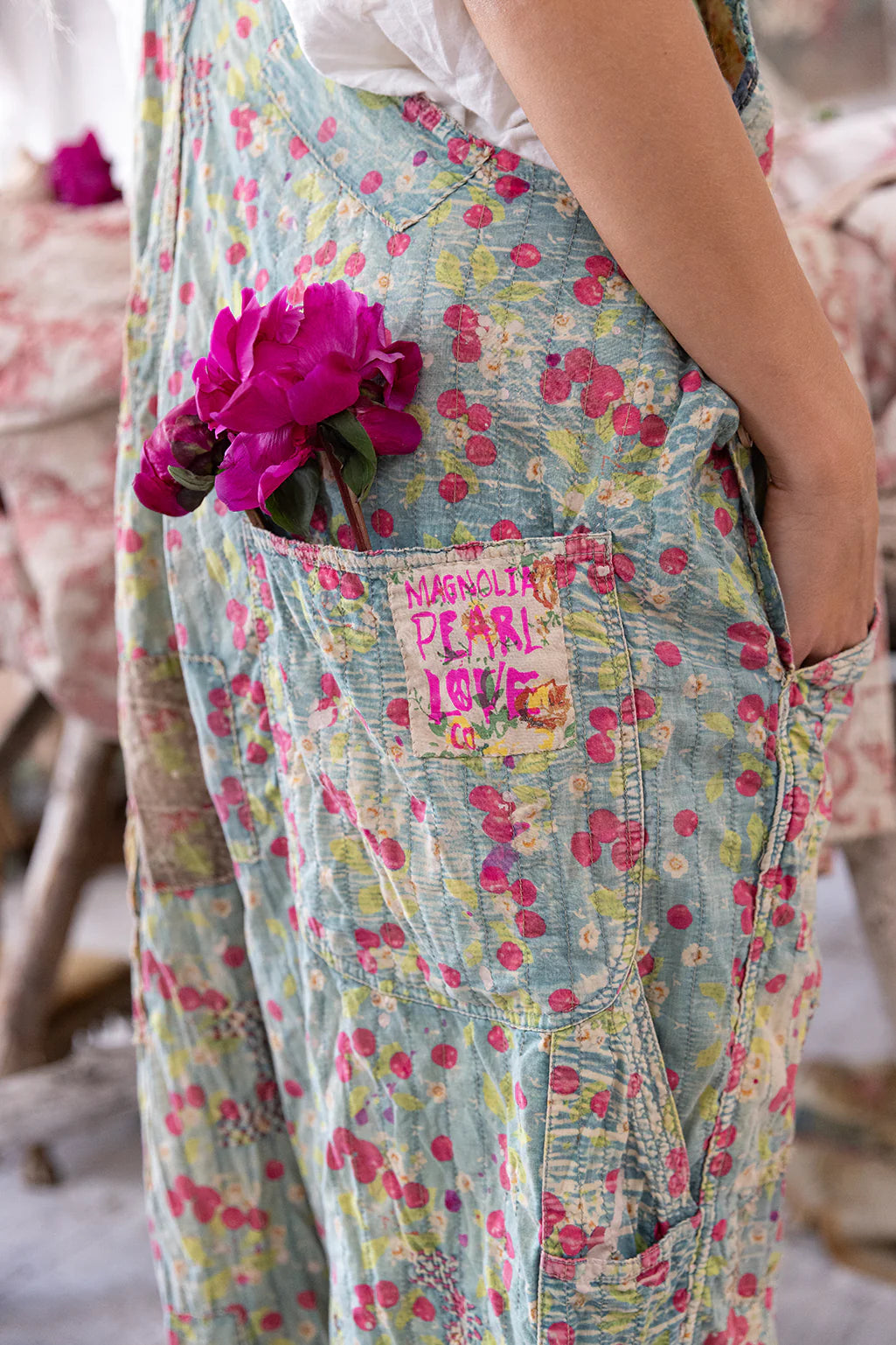 Quilted Love Overalls in Cherry Blossom by Magnolia Pearl