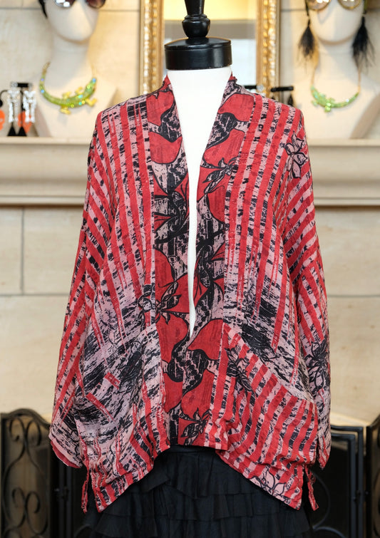 Stripes & Roses Vintage Silk Jacket