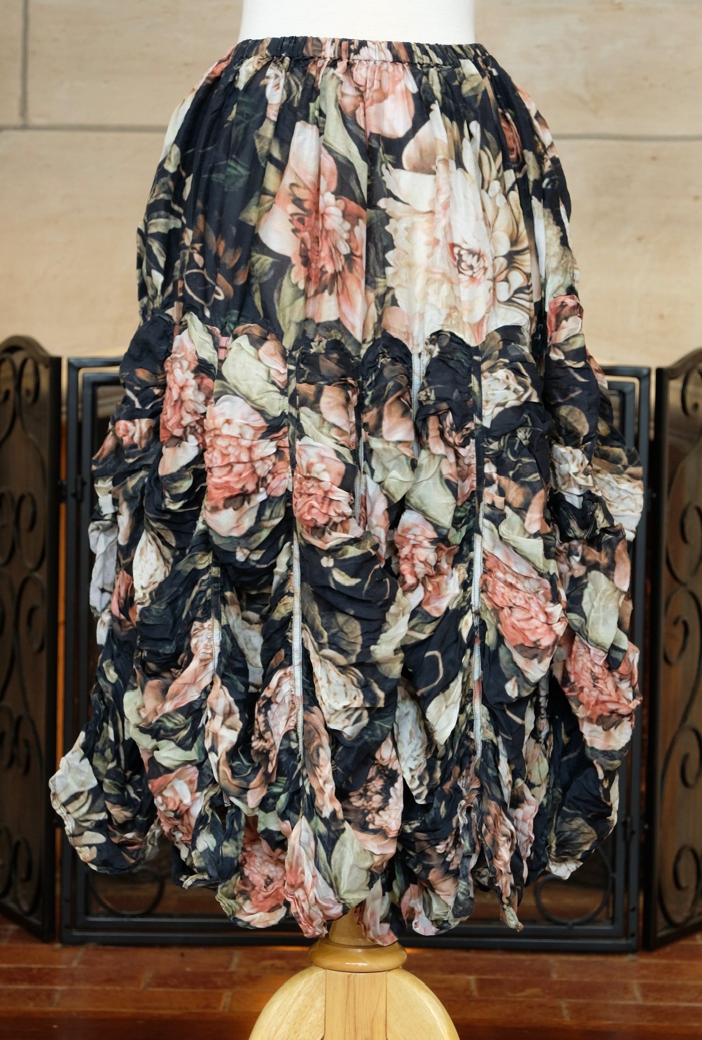 Black Peony Rouched Skirt By Krista Larson
