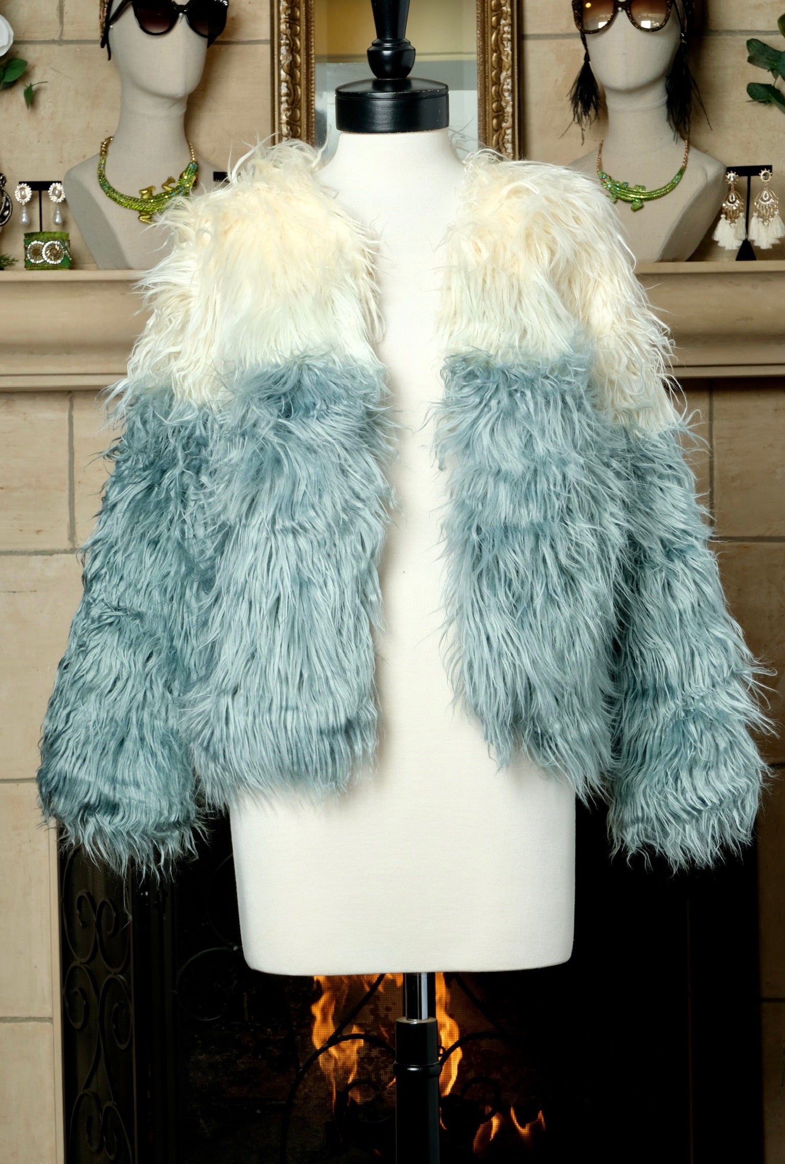 Ombre top fur coat