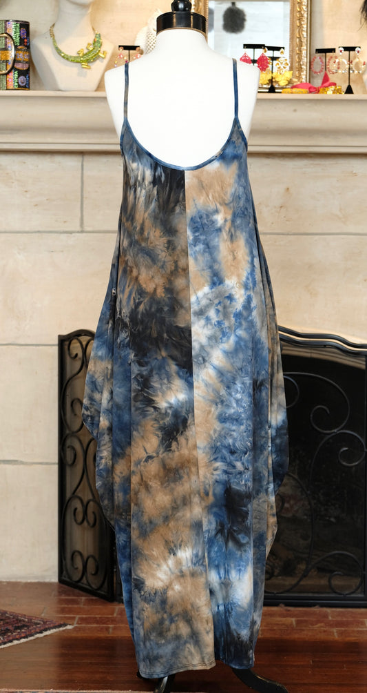 Cocoon Dress in Blue Storm