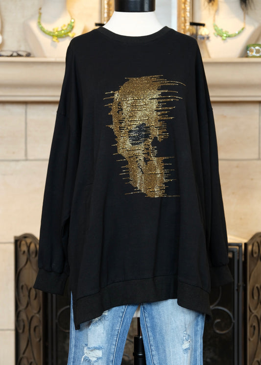 Gold Faded Out Skull Sweatshirt