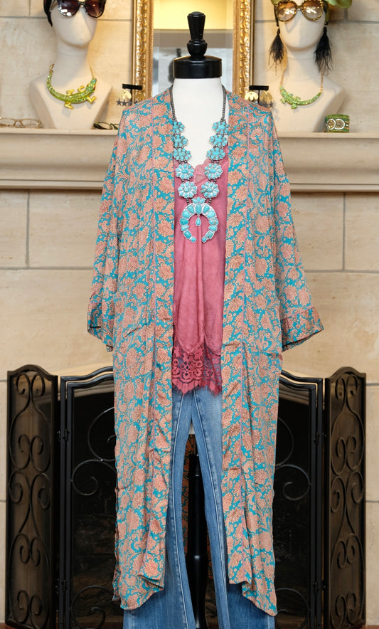 Harlow Duster in Pink Turquoise