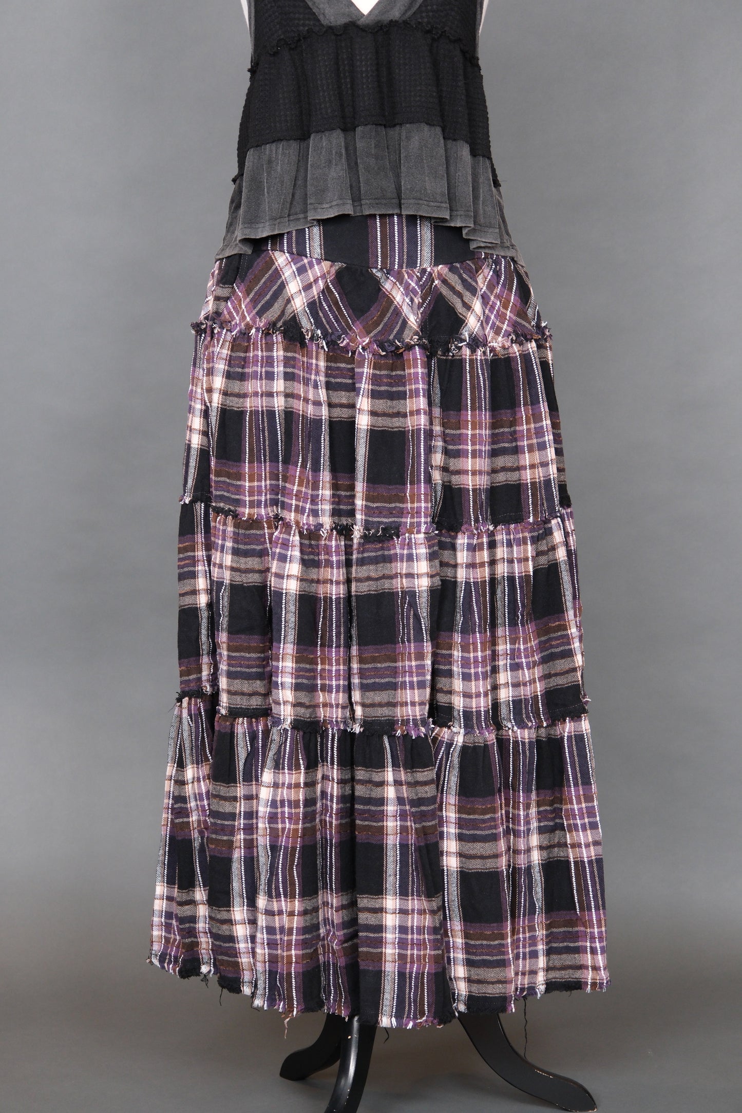 Plum Plaid Flannel Skirt