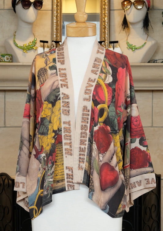 Love, Truth & Friendship Cropped Kimono in Roses