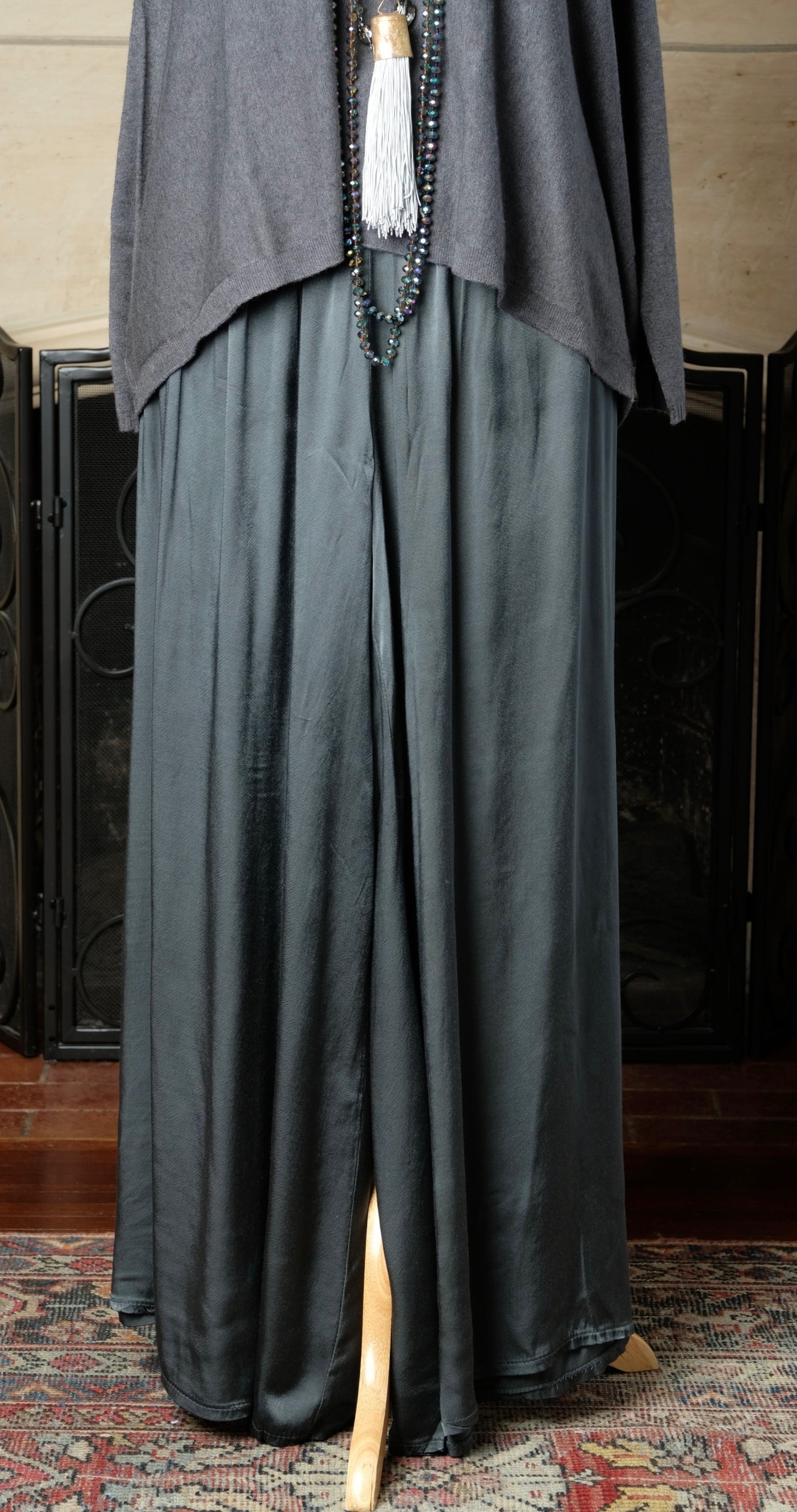 Collette Satin Pant in Grey