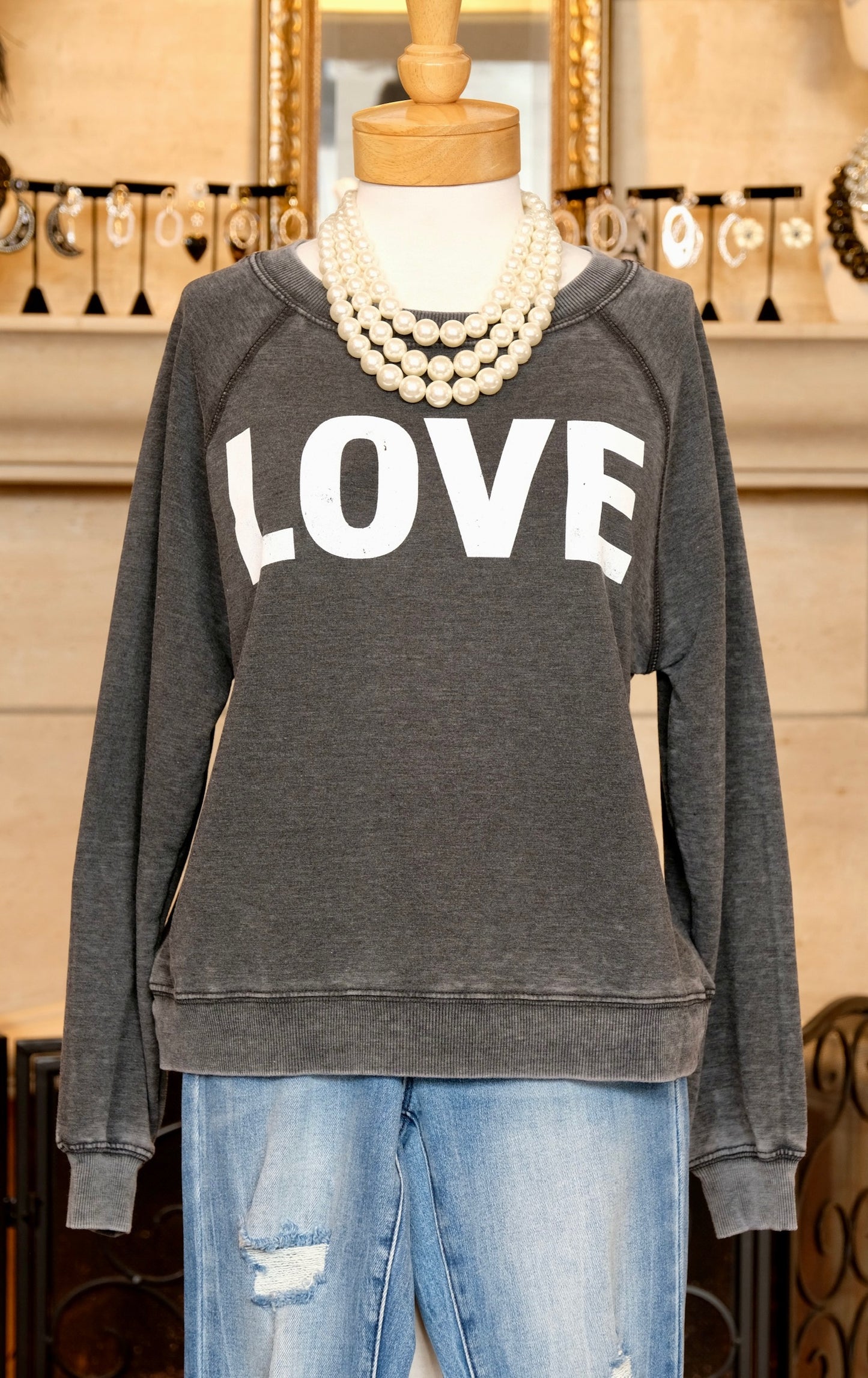 Love Sweatshirt in Grey