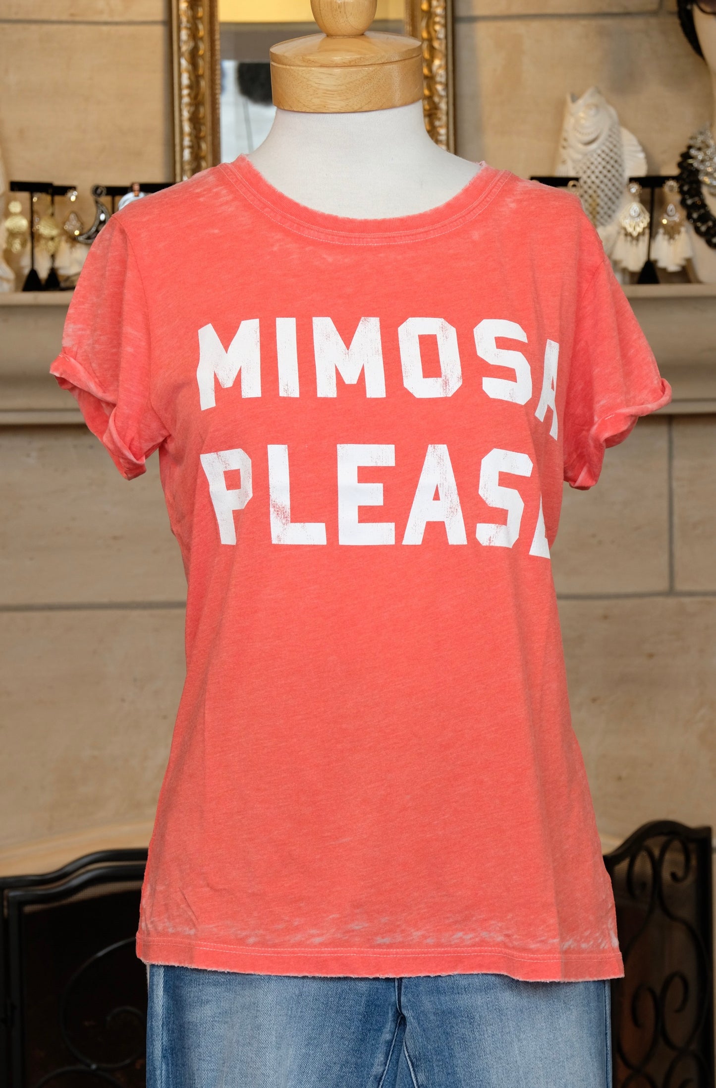 Mimosa Please Distressed T-Shirt