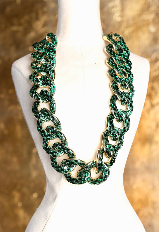 Big Deal Chain Necklace in Emerald Green