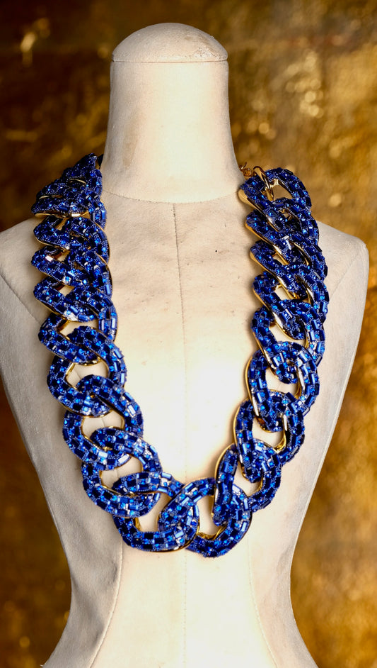Big Deal Chain Necklace in Electric Blue