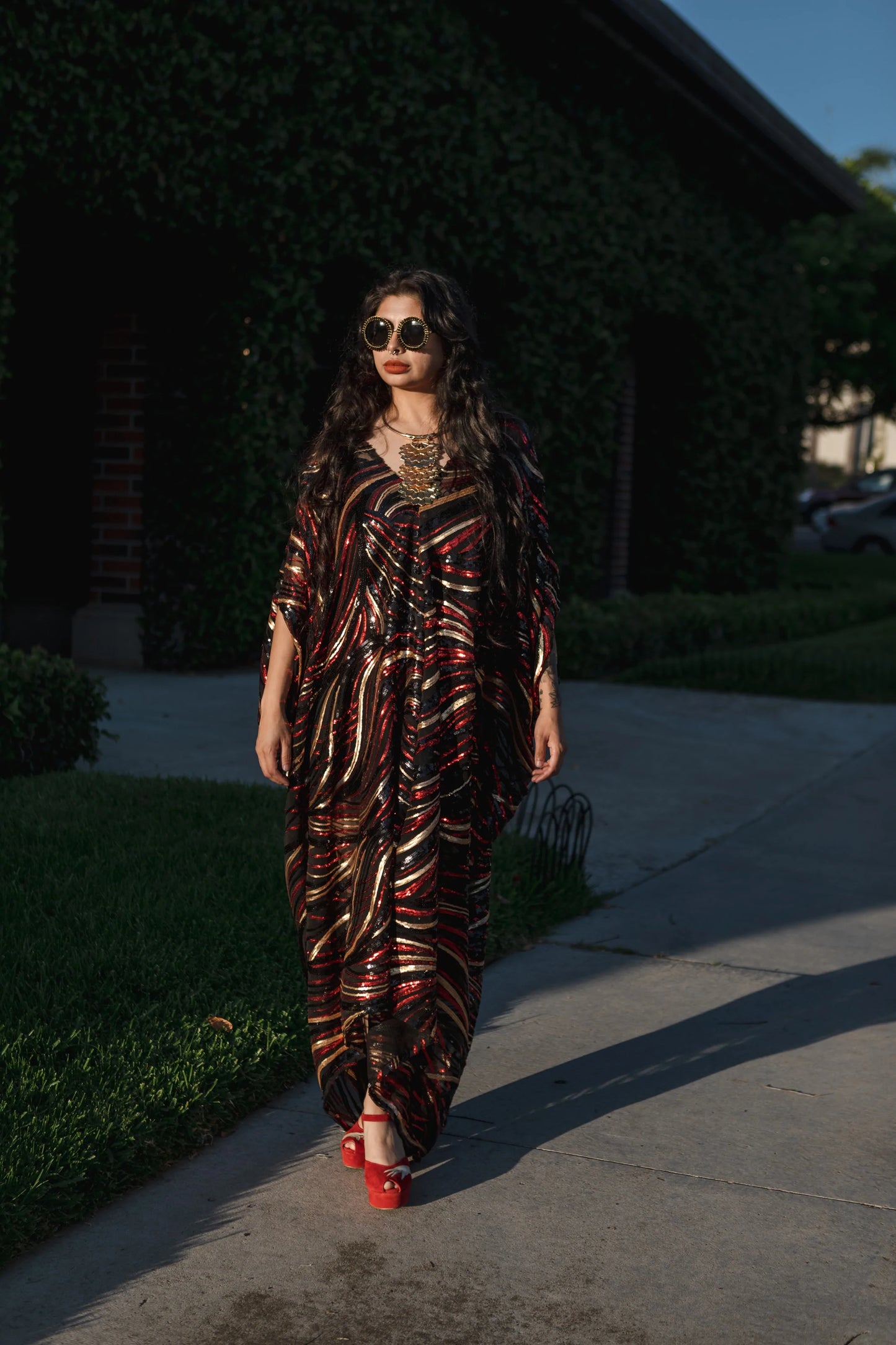 Esmeralda Sequined Caftan Kaftan Dress by Jennafer Grace