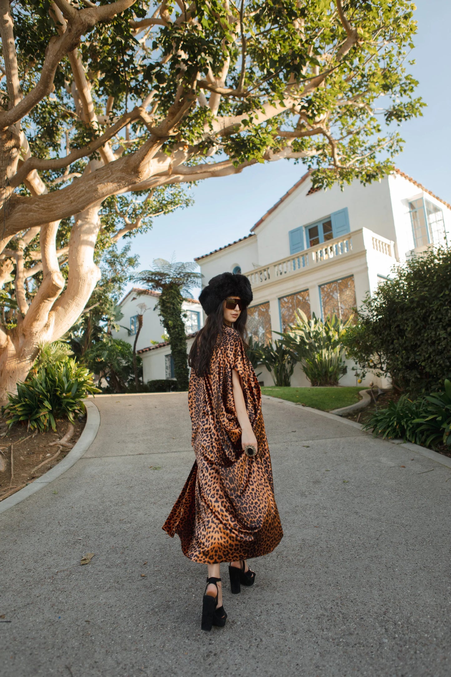 Golden Leopard Velveteen Caftan by Jennafer Grace