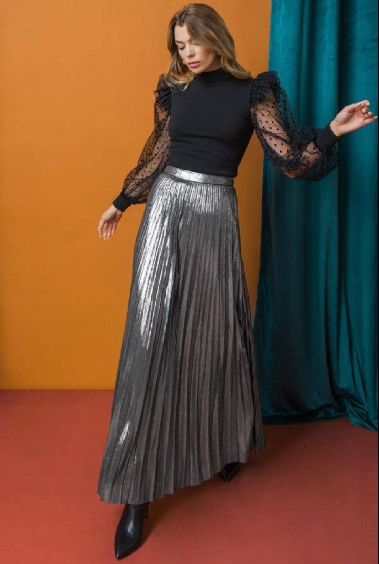 Silver Moon Pleated Skirt