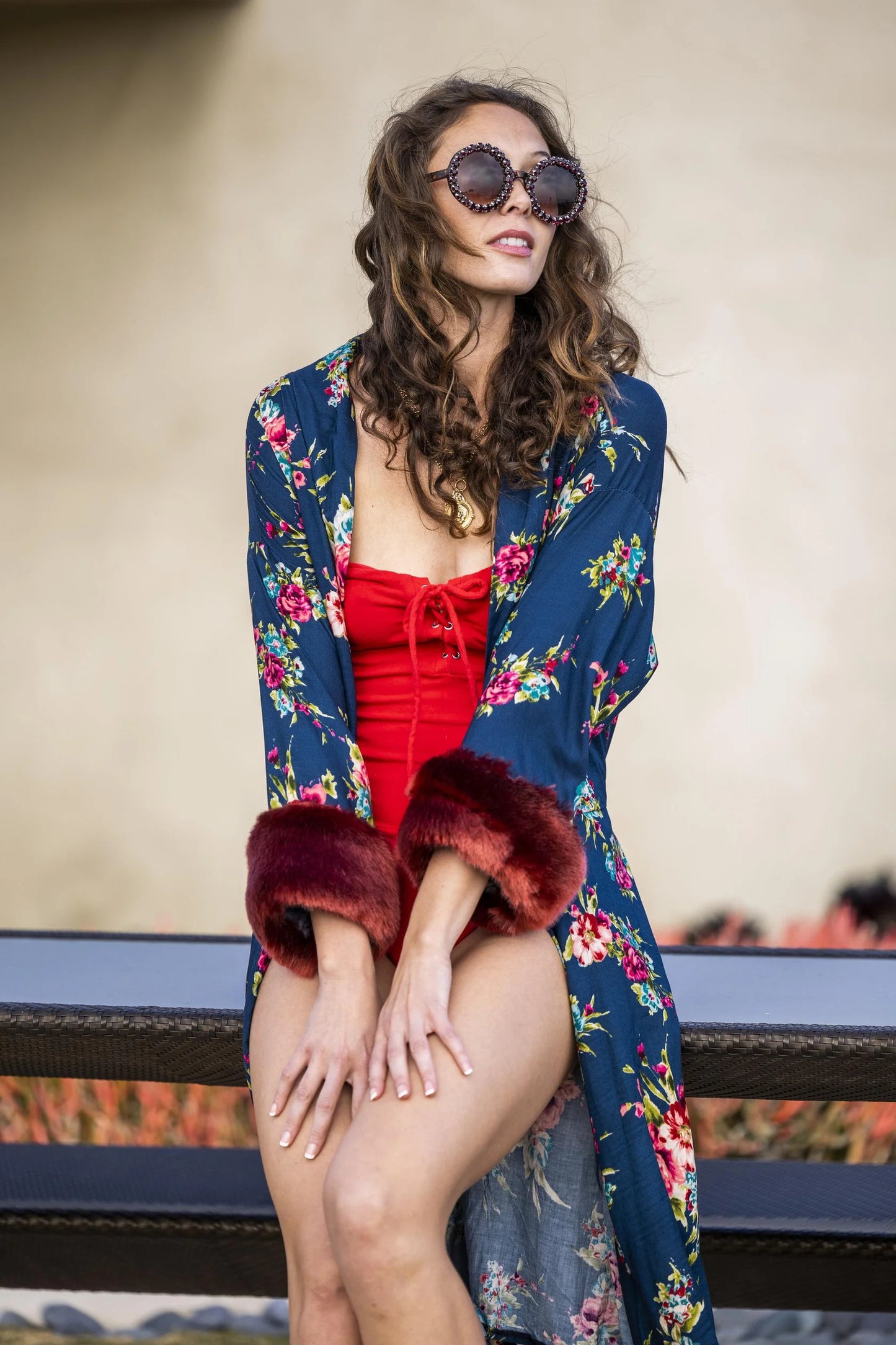 Norma Faux Fur Koi Kimono by Jennafer Grace