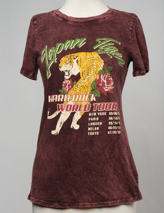 Japan Tiger T-Shirt in Vintage Wash Burgundy