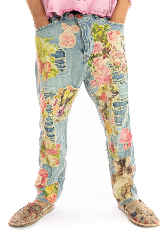 Floral Appliqué Miner Denims by Magnolia Pearl