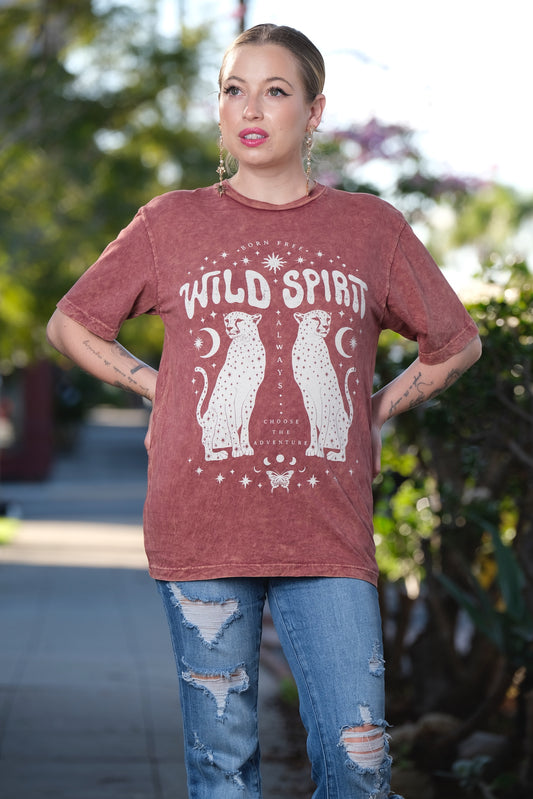 Wild Spirit Leopard T-Shirt in Antique Rose