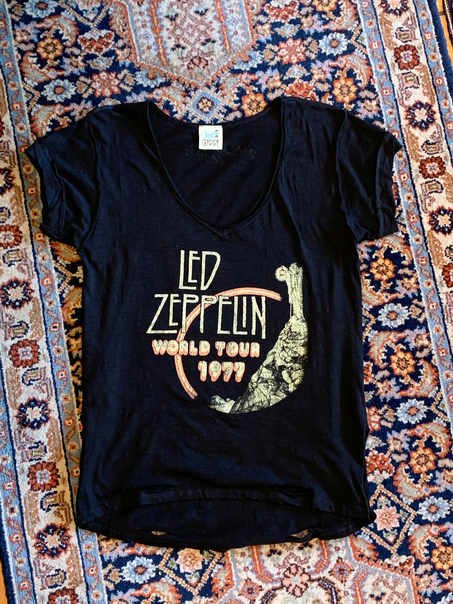 Led Zeppelin 1977 Tour Black T-Shirt